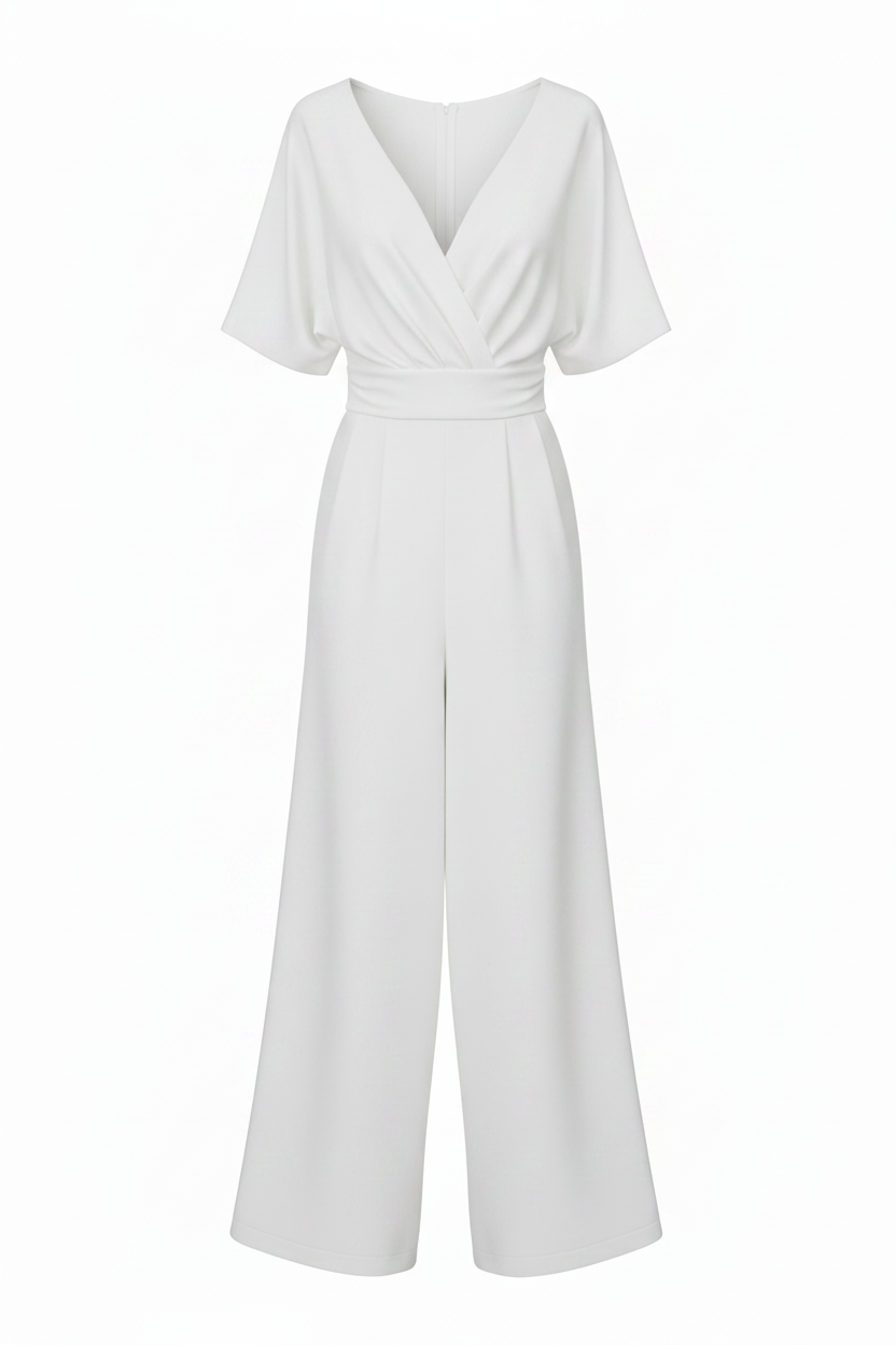 Mono Blanco Elegante Pierna Ancha