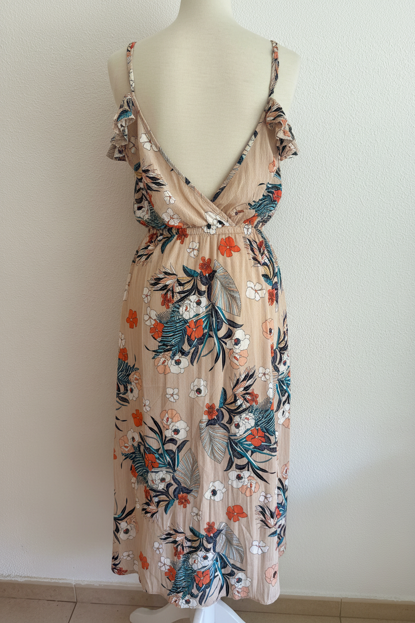 Vestido Tropical Beige - Vista Trasera